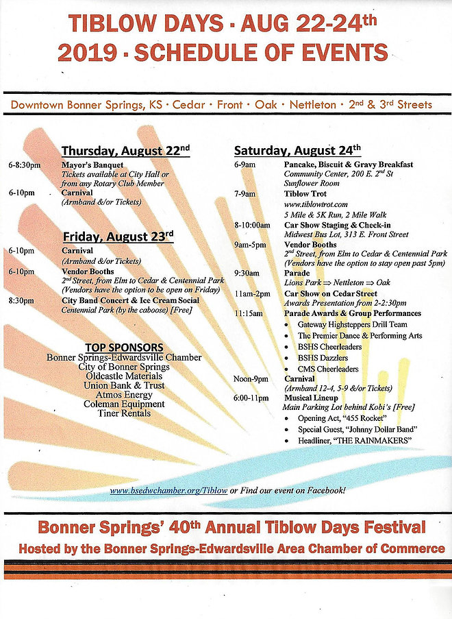 2019 Tiblow Days Schedule